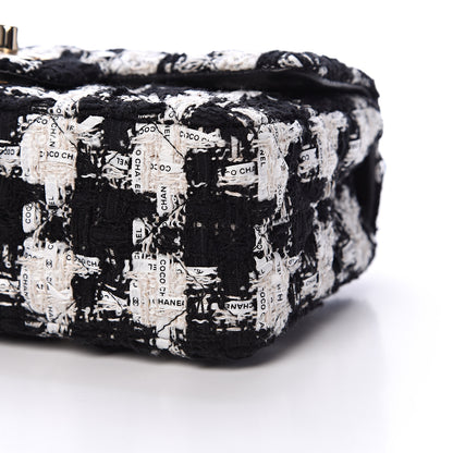 Chanel Tweed Quilted Mini Rectangular Flap Black Ecru White 9 of 11