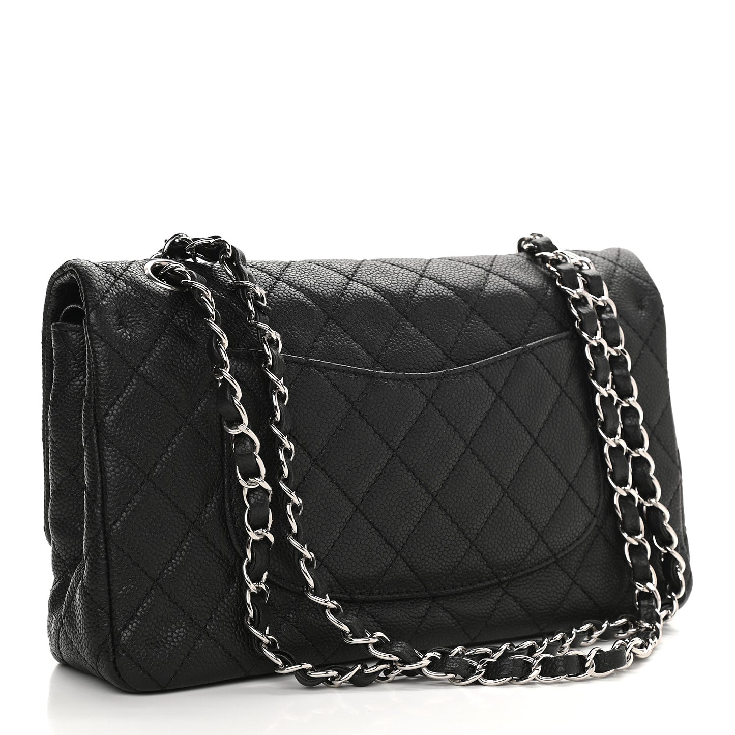 Caviar Quilted Medium Double Flap Black