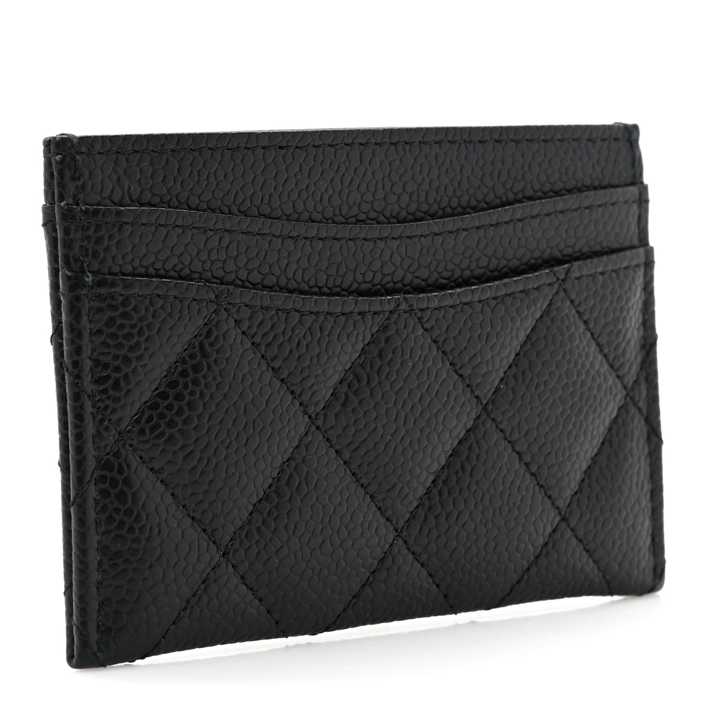 Caviar Quilted Card Holder Black