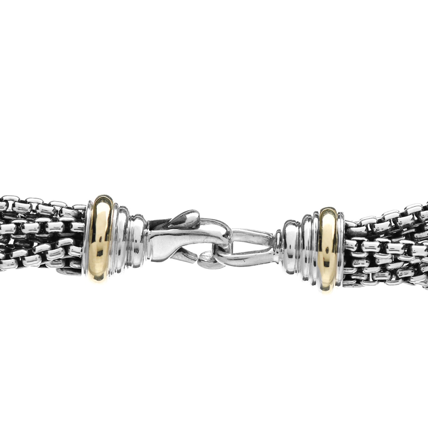 Sterling Silver 18K Yellow Gold Diamond Eight Strand Pave Station Necklace