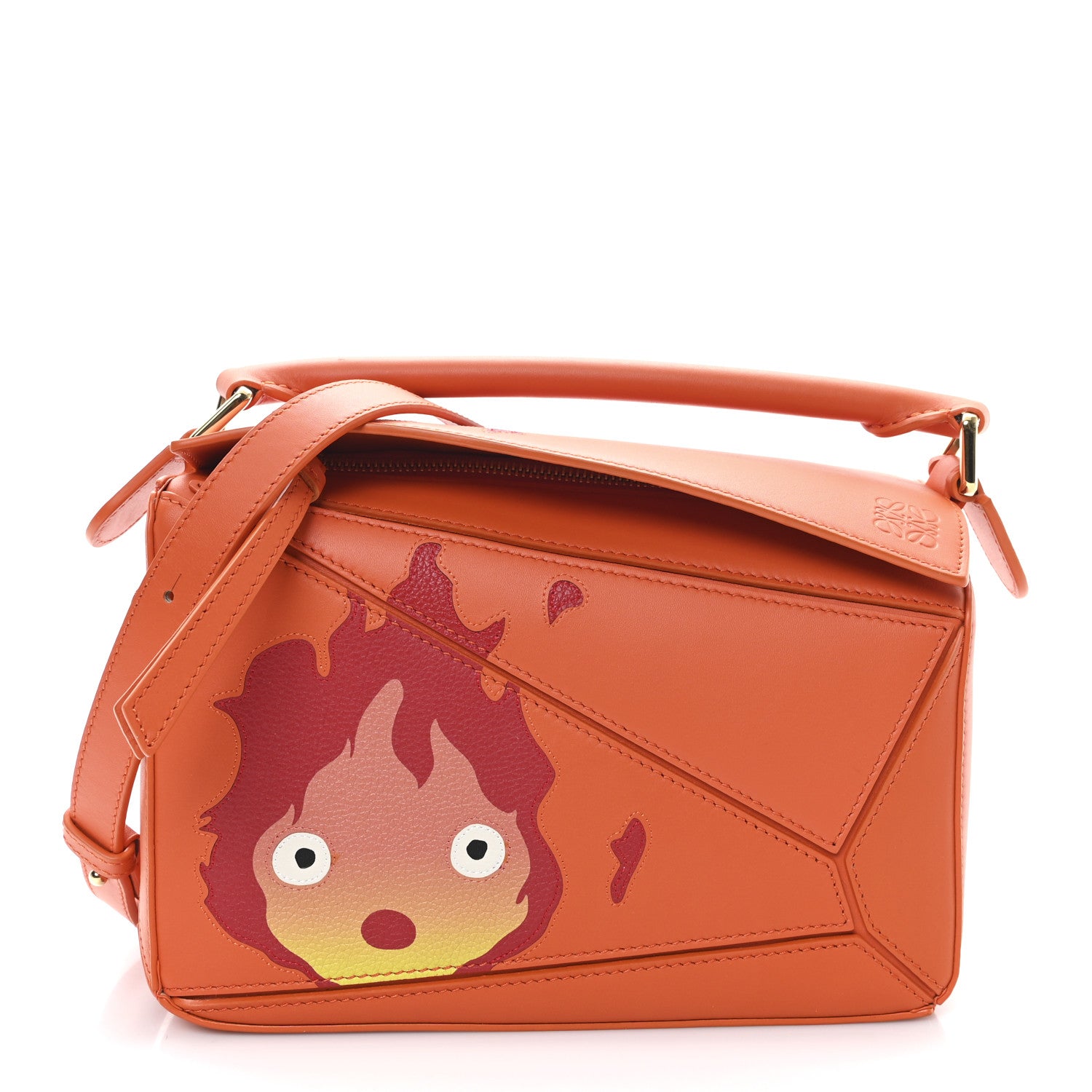 Loewe X HOWLS MOVING CASTLE Satin Calfskin Small Calcifer Puzzle Orange 1 of 10