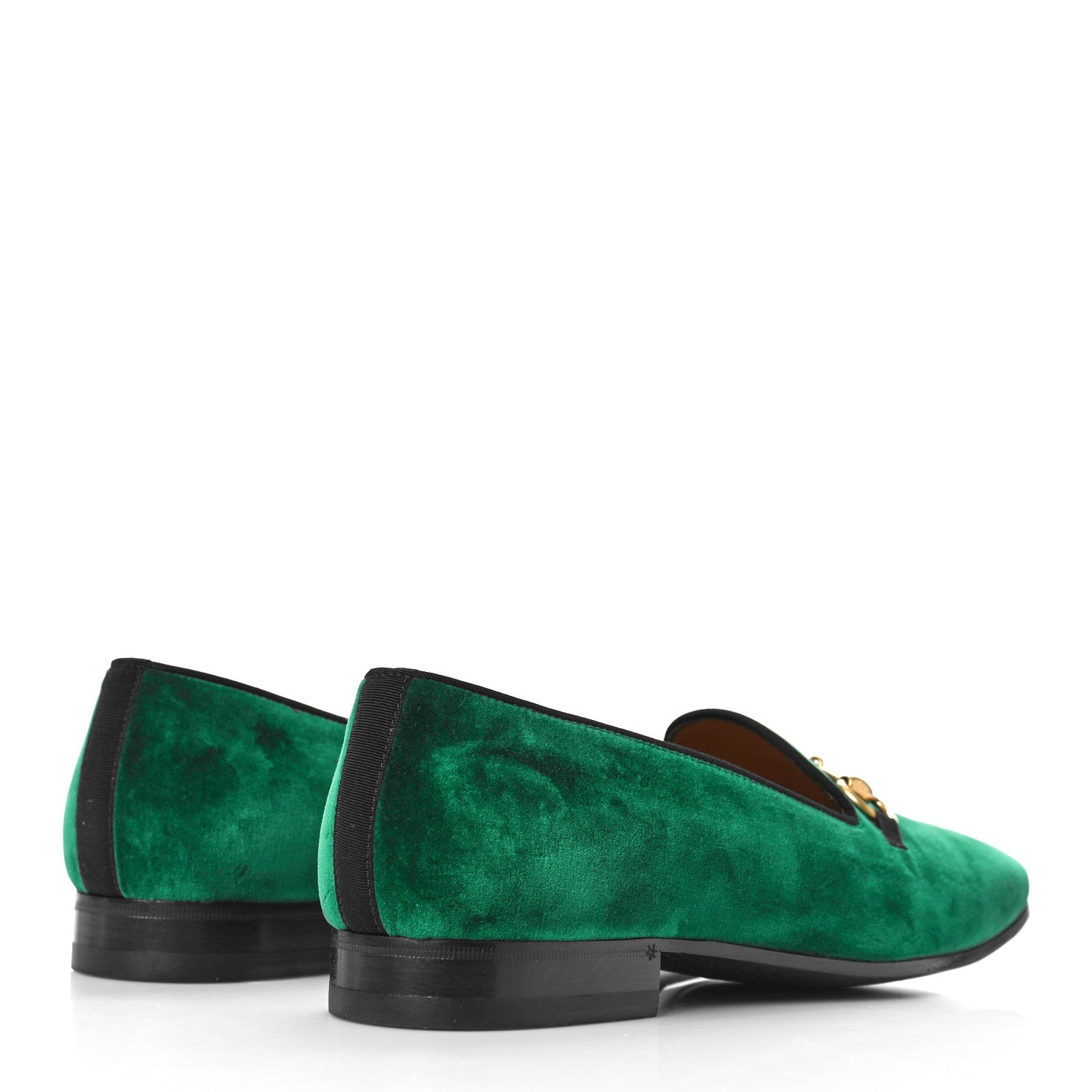 Gucci Softy Velvet Horsebit Mens Jordaan Loafers 9 Green Gemstone Black 3 of 11