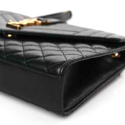 Saint Laurent Grain De Poudre Textured Mixed Matelasse Triquilt Medium Monogram Satchel Black 8 of 10