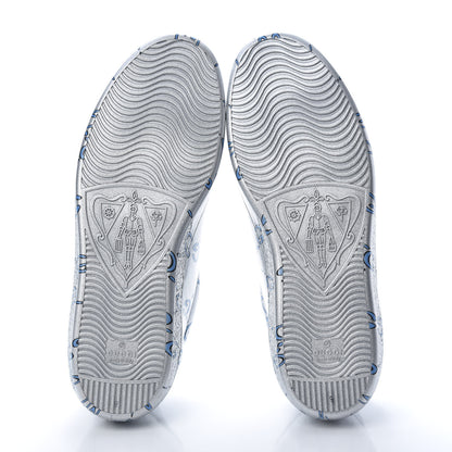 Gucci Miro Rubber Wax GucciGhost Print Mens New Ace Sneakers 9 Silver 5 of 8