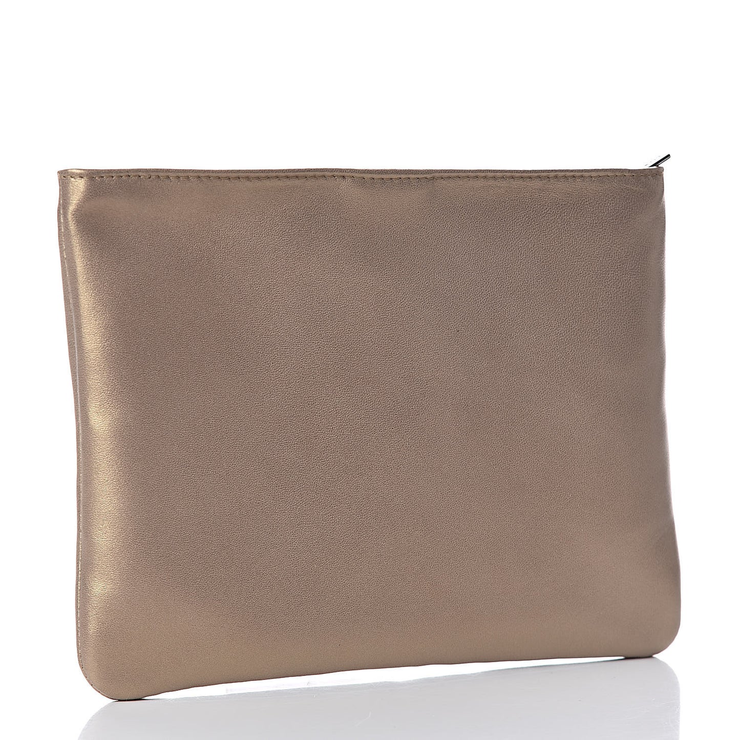 Metallic Lambskin Cosmetic Pouch Gold
