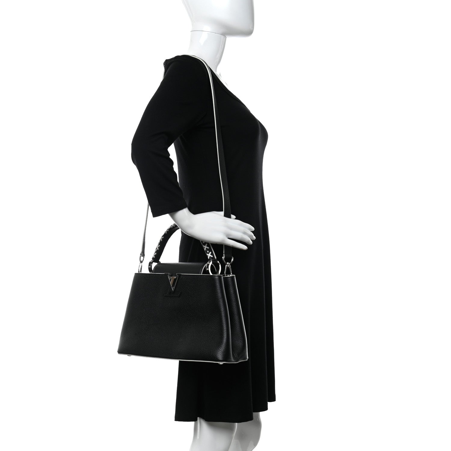Louis Vuitton Taurillon Stitched Capucines PM Black 2 of 10