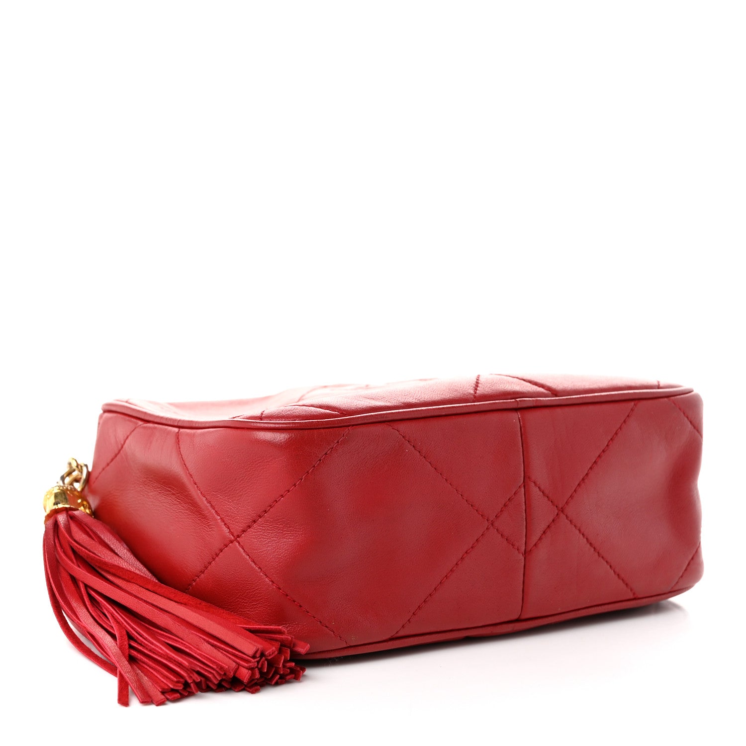Chanel Lambskin Quilted Tassel Camera Case Red 3 of 10