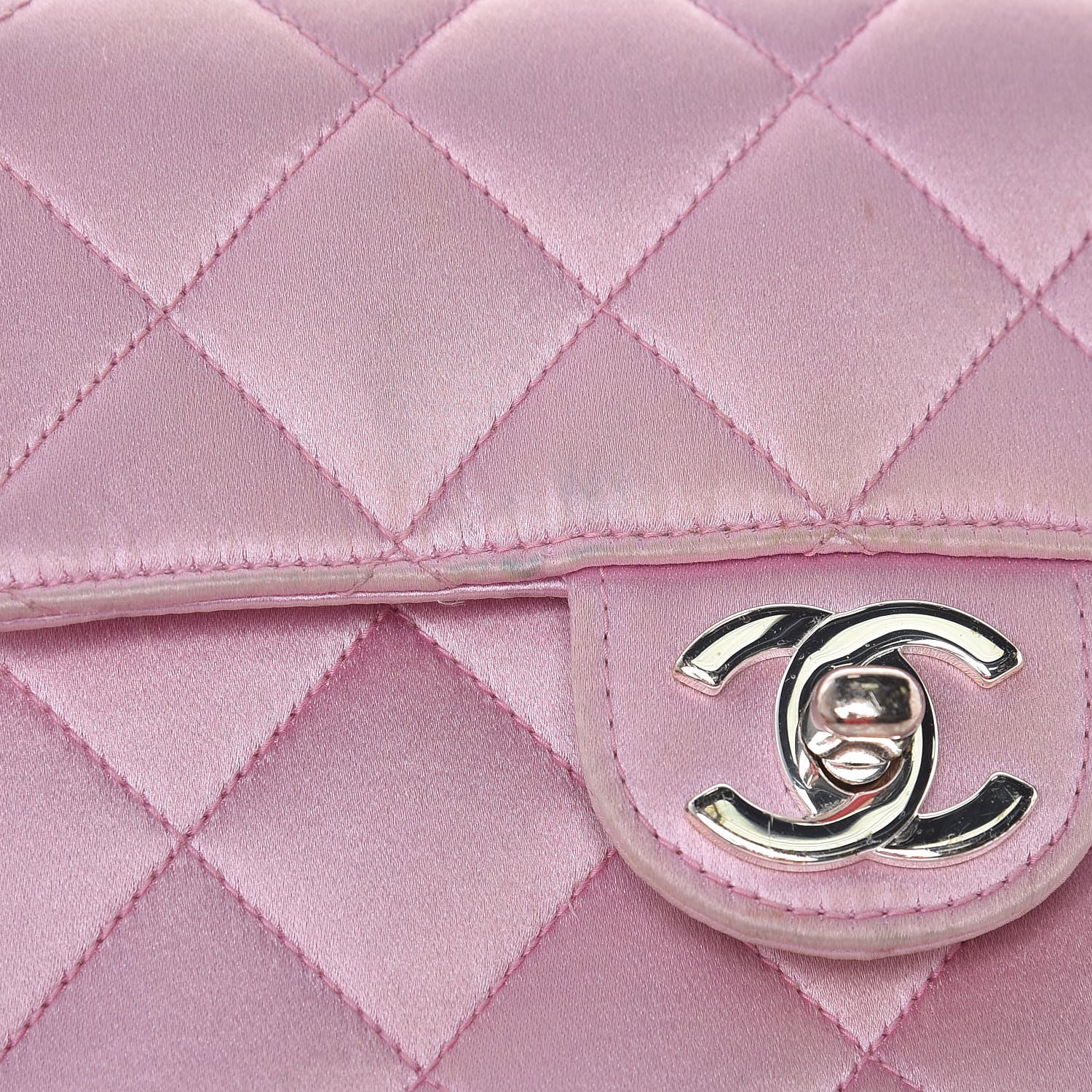 Chanel Satin Quilted Evening Bag Pink 13 of 18