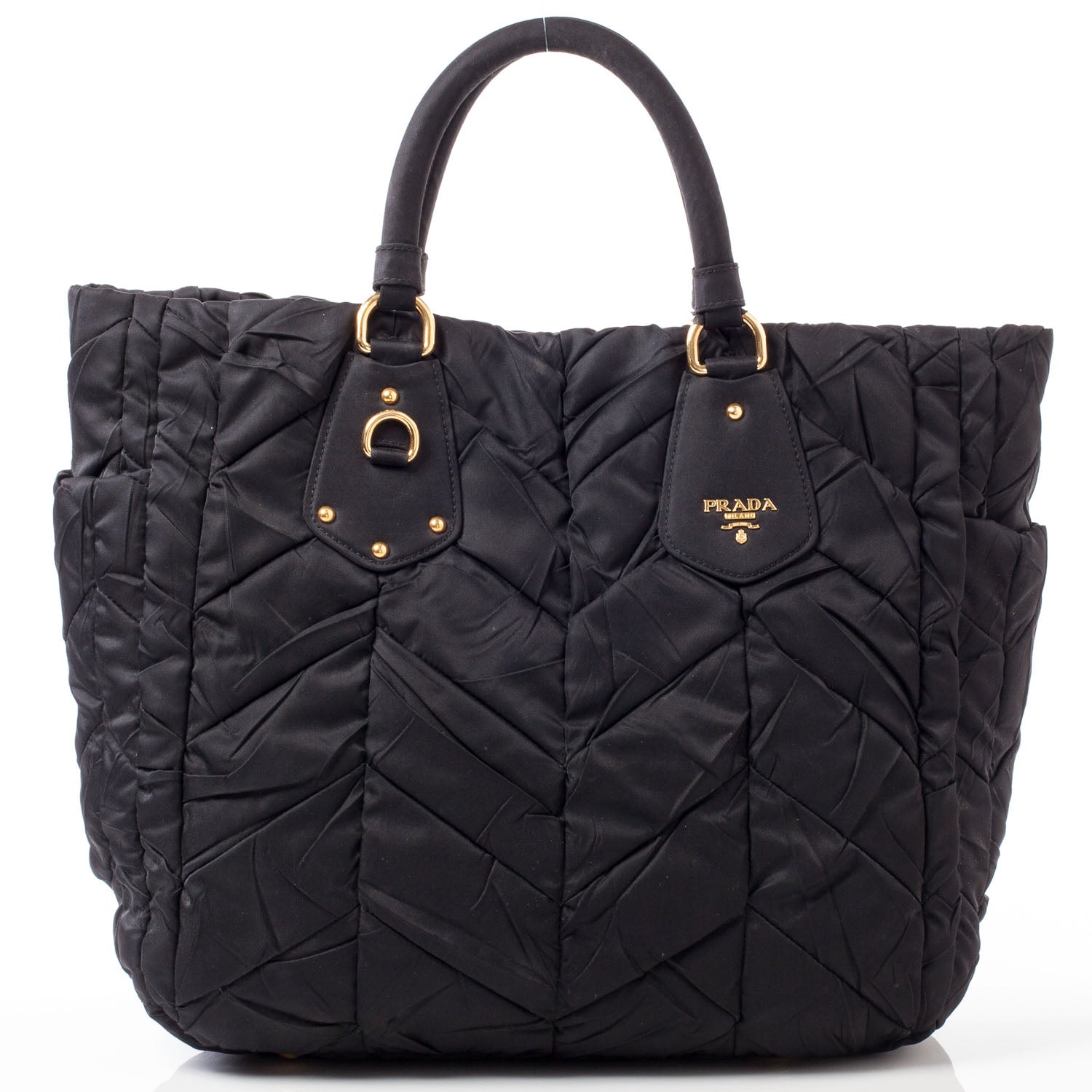Prada Tessuto Nylon Chevron Quilted Tote Black 1 of 9
