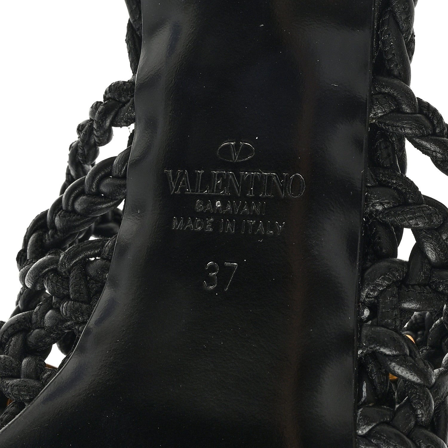 Valentino Garavani Nappa Woven Roman Stud 65mm Mule Sandals 37 Black 6 of 7