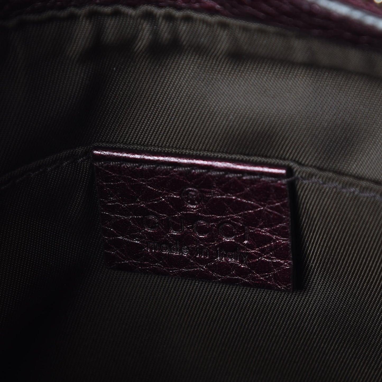 Metallic Pebbled Calfskin Soho Cosmetic Case Burgundy