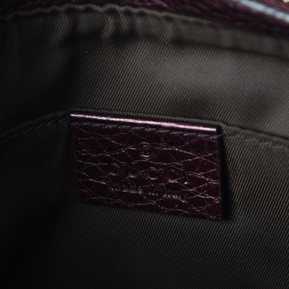 Gucci Metallic Pebbled Calfskin Soho Cosmetic Case Burgundy 6 of 10