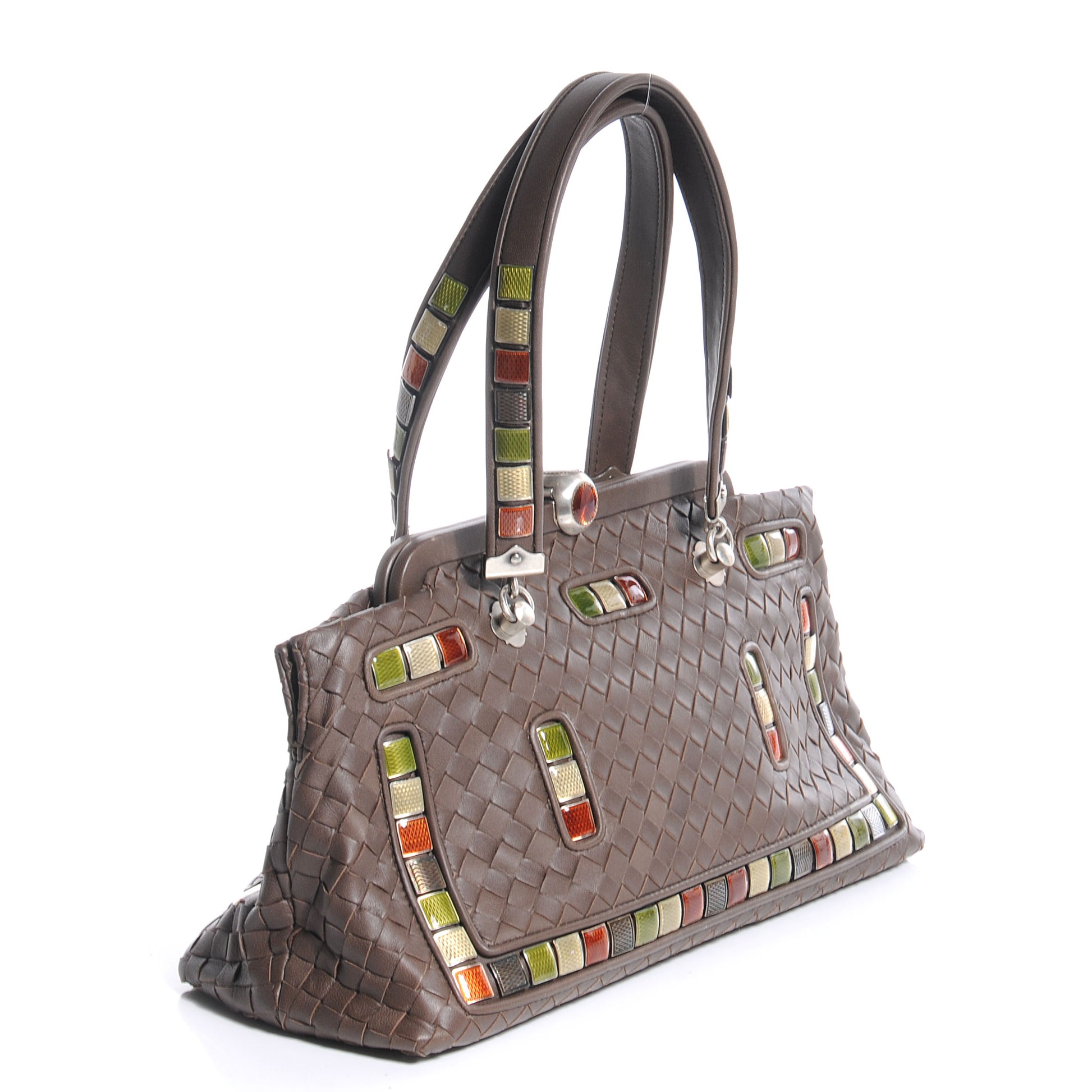 Bottega Veneta Leather Woven Viva Italia Frame Bag 3 of 8