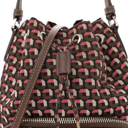 Prada Nylon Saffiano Otta Print Bucket Crossbody Bag Rosa 7 of 11