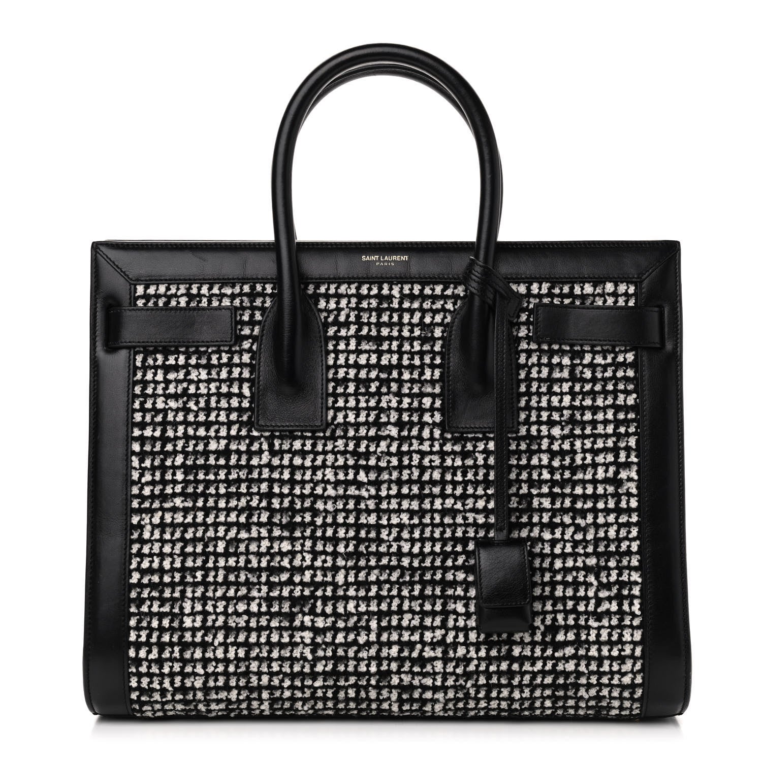 Saint Laurent Tweed Houndstooth Small Sac De Jour Black 1 of 9