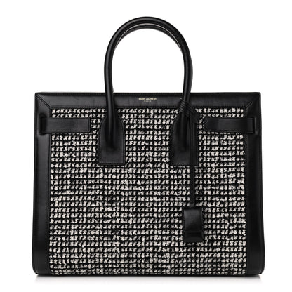 Saint Laurent Tweed Houndstooth Small Sac De Jour Black 1 of 9