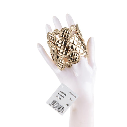 Chanel Quilted Metal CC Cuff Gold 2 of 5