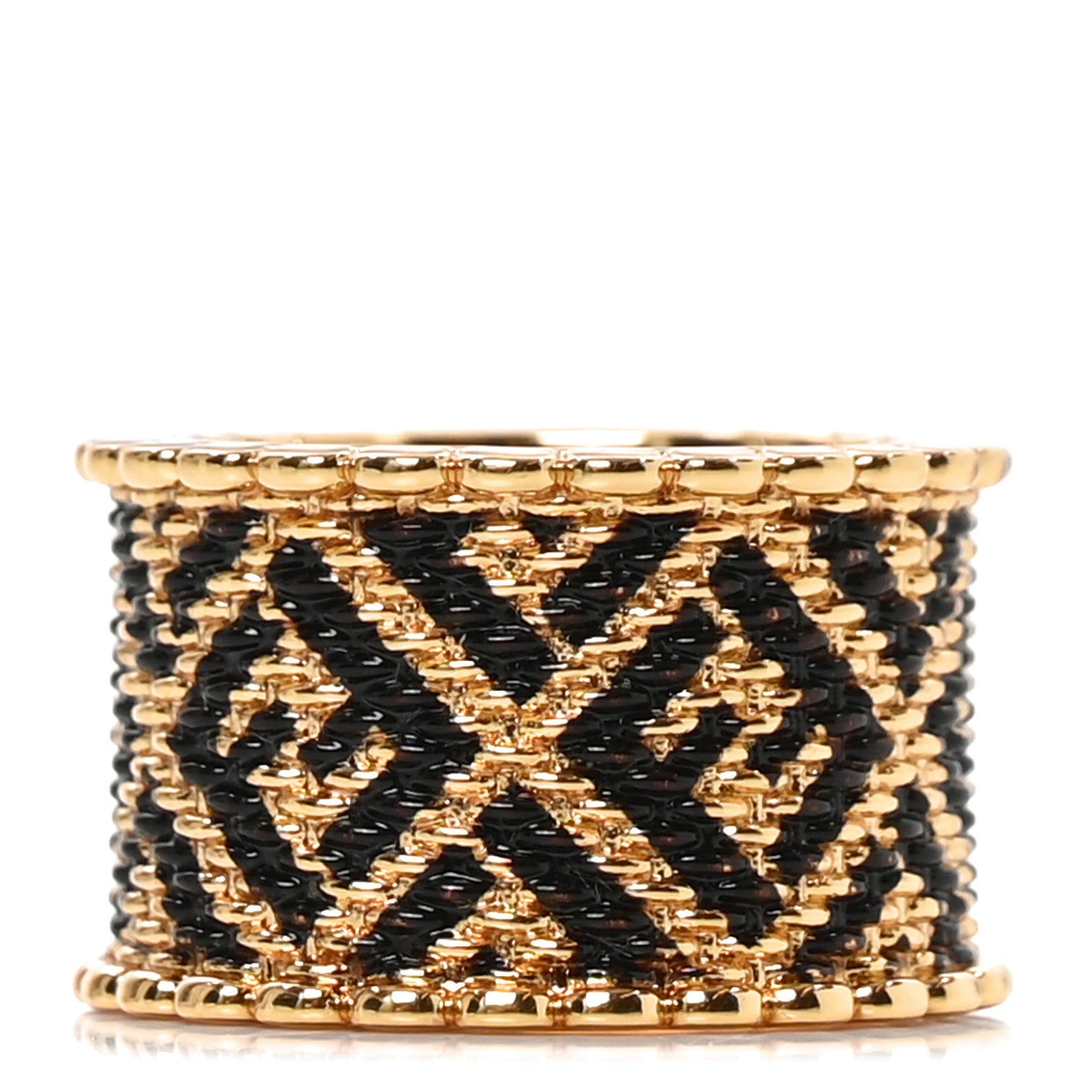 Fendi Metal FF Ring M Black Gold 1 of 4
