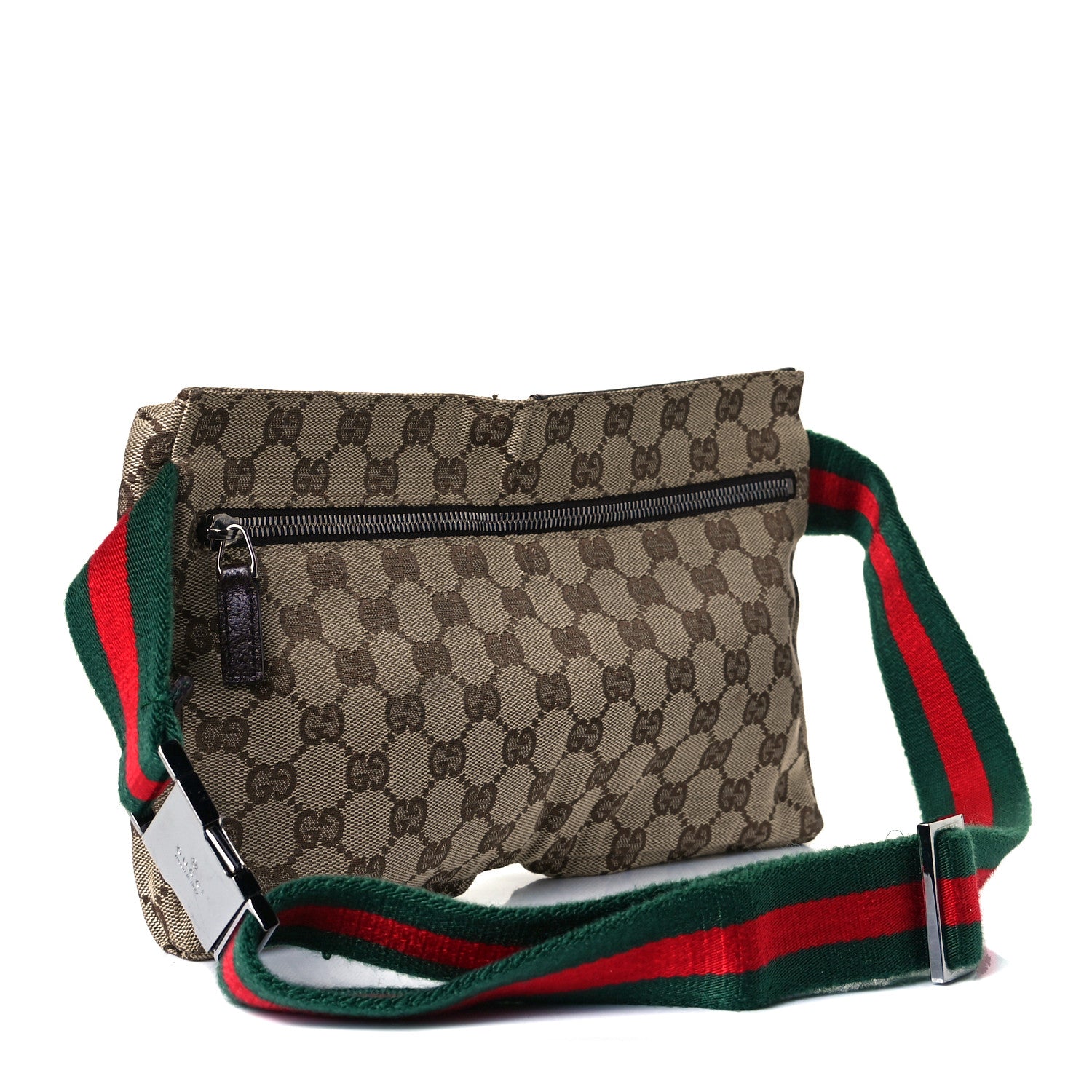 Gucci GG Monogram Web Double Pocket Belt Bag Dark Brown 4 of 25