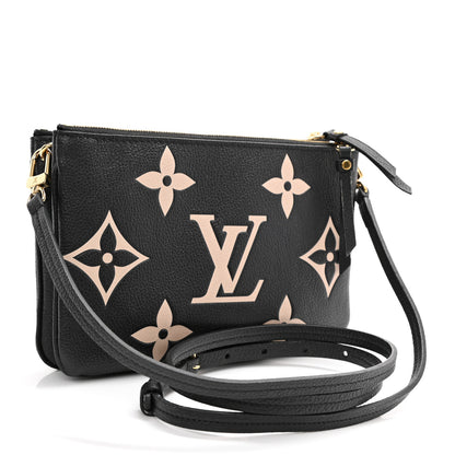 Louis Vuitton Empreinte Monogram Giant Double Zip Pochette Black Cream 4 of 23