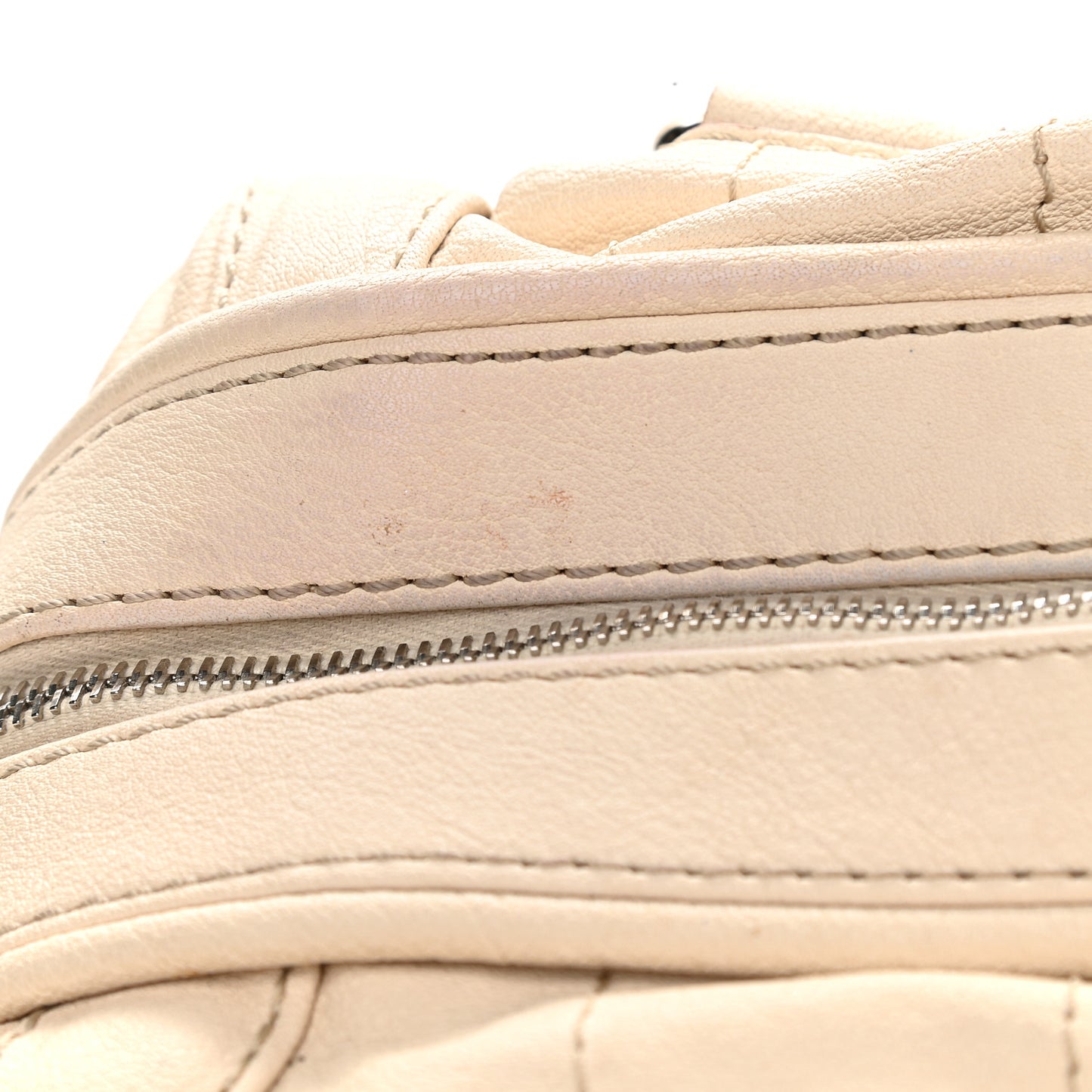 Calfskin Stitched Outdoor Ligne Bowler Beige