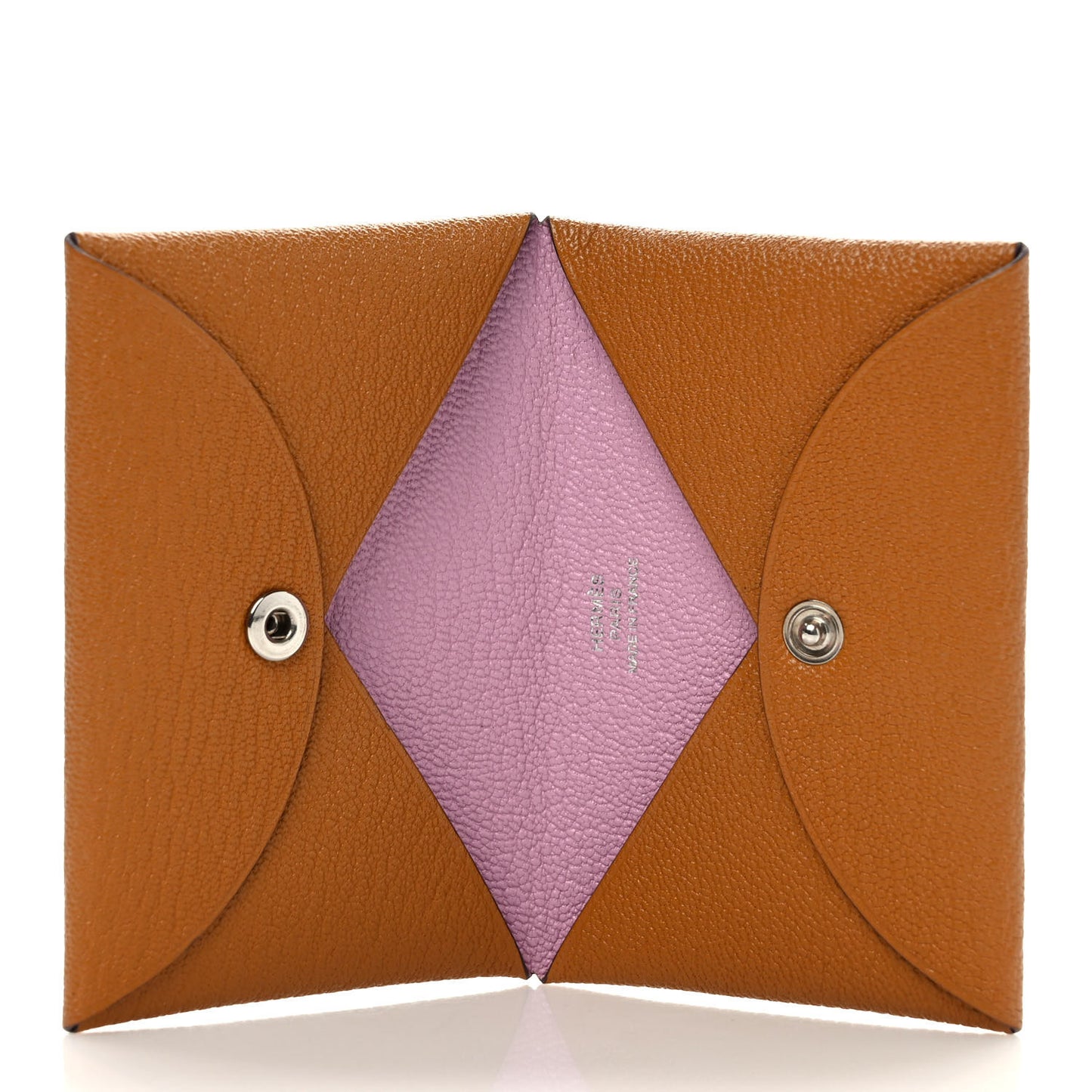 Chevre Mysore Verso Calvi Card Case Caramel Rose Sakura