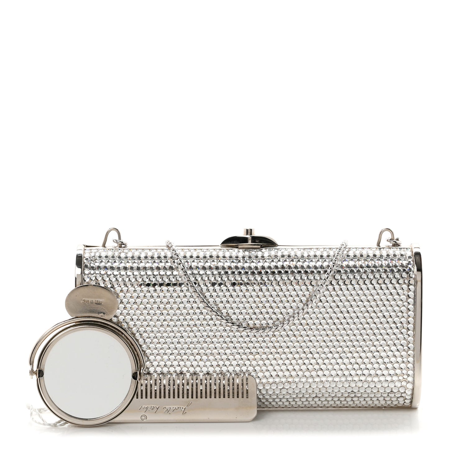 Swarovski Crystal Minaudiere Clutch Silver