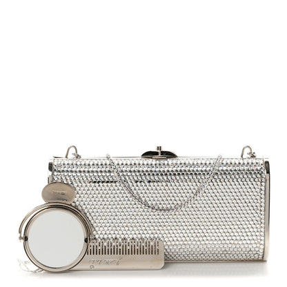Judith Leiber Swarovski Crystal Minaudiere Clutch Silver 3 of 10