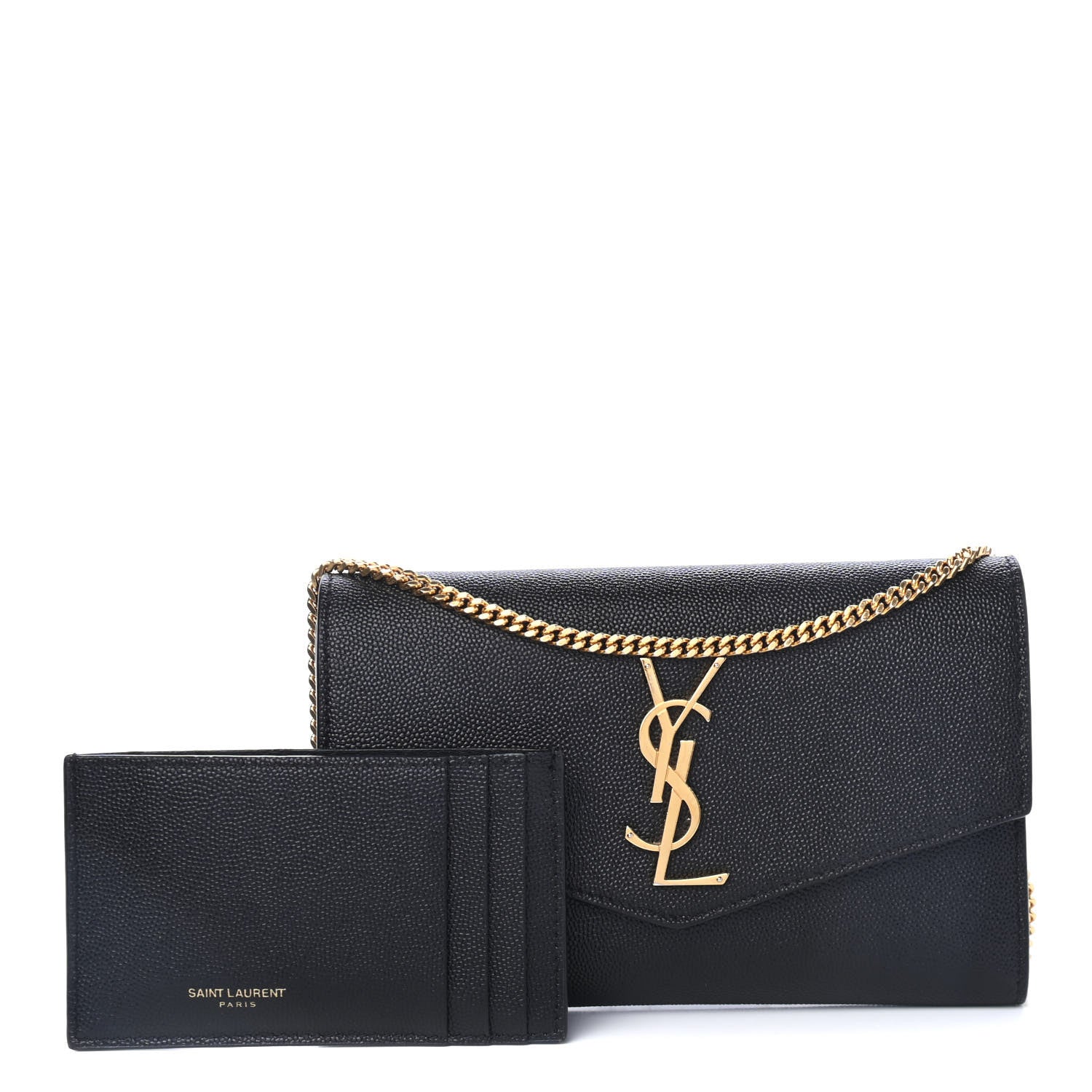 Saint Laurent Grain De Poudre Uptown Chain Wallet Black 1 of 4