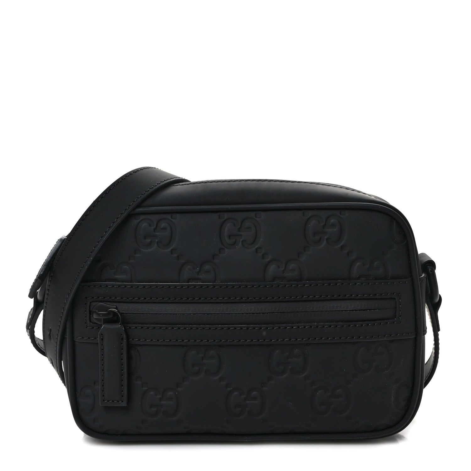 Gucci Rubber Effect Calfskin GG Mini Crossbody Bag Black 1 of 9