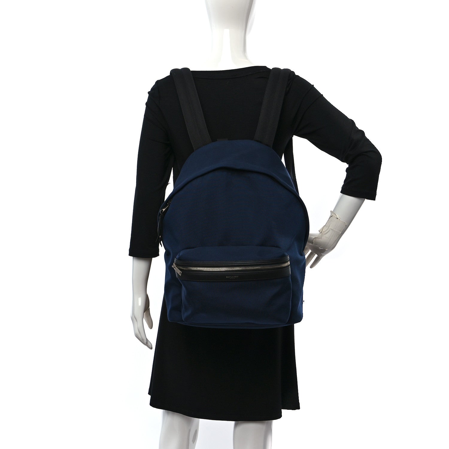 Saint Laurent Canvas City Backpack Navy 2 of 9