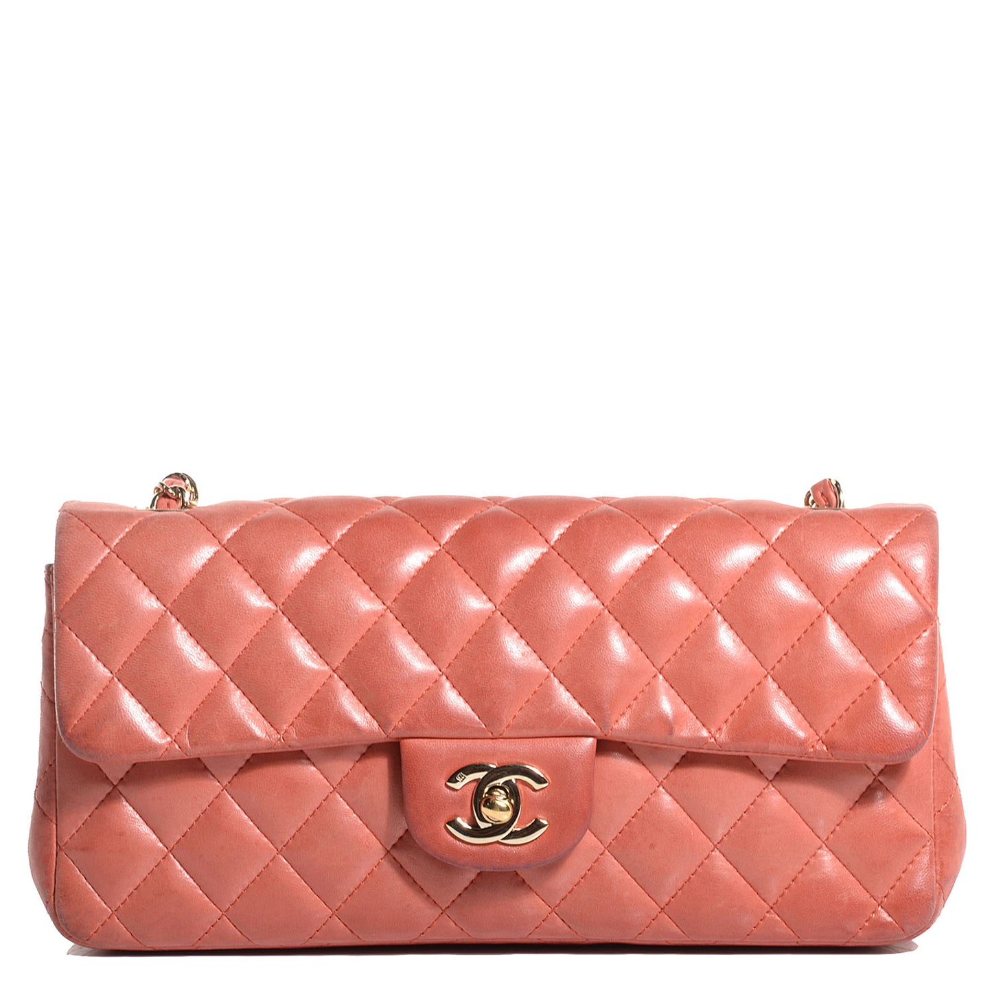 Lambskin Quilted East West Flap Pink