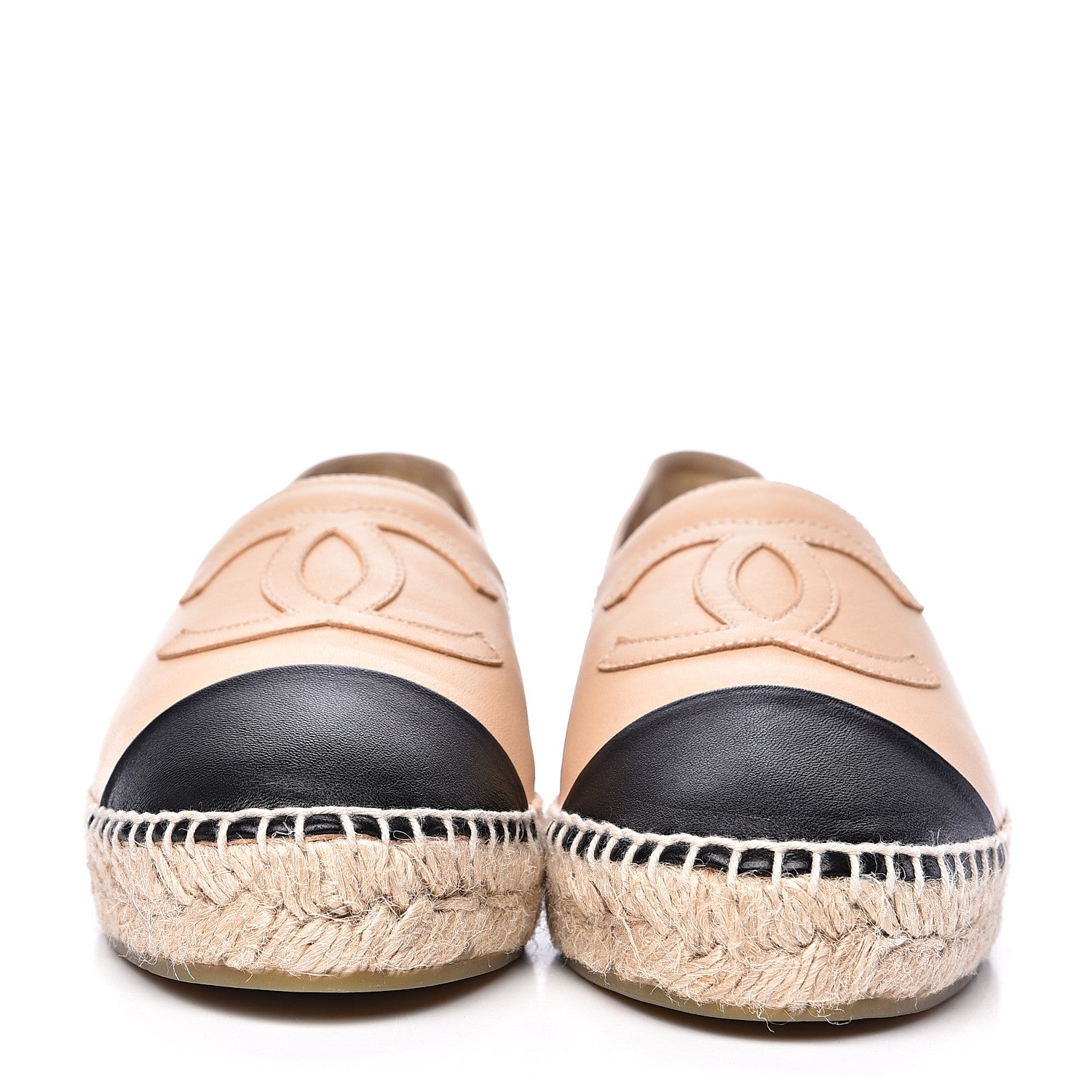 Chanel Lambskin CC Espadrilles 38 Beige Black 2 of 9