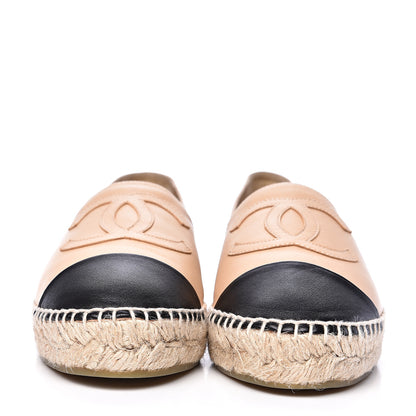 Chanel Lambskin CC Espadrilles 38 Beige Black 2 of 9