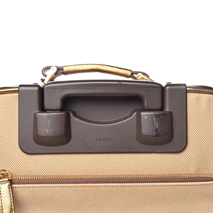 Prada Metallic Cinghiale Canvas Trolley Luggage Naturale Oro 10 of 17