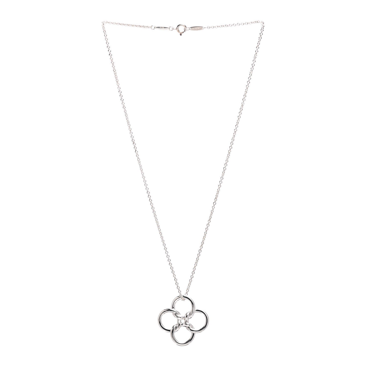Tiffany Sterling Silver Elsa Peretti Quadrifoglio Pendant Necklace 2 of 4