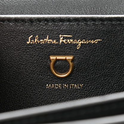 Salvatore Ferragamo Calfskin Trifolio Flap Shoulder Bag Black 9 of 10