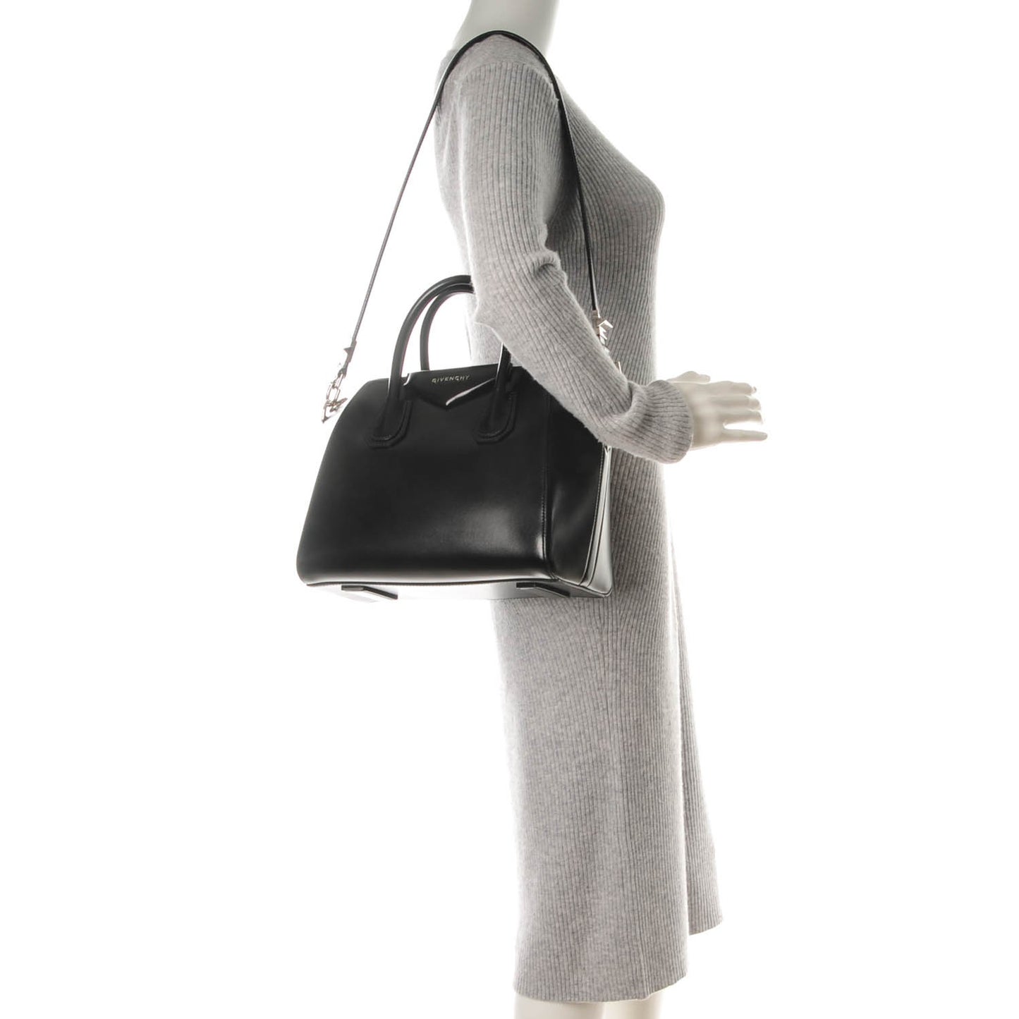 Shiny Lord Calfskin Small Antigona Black