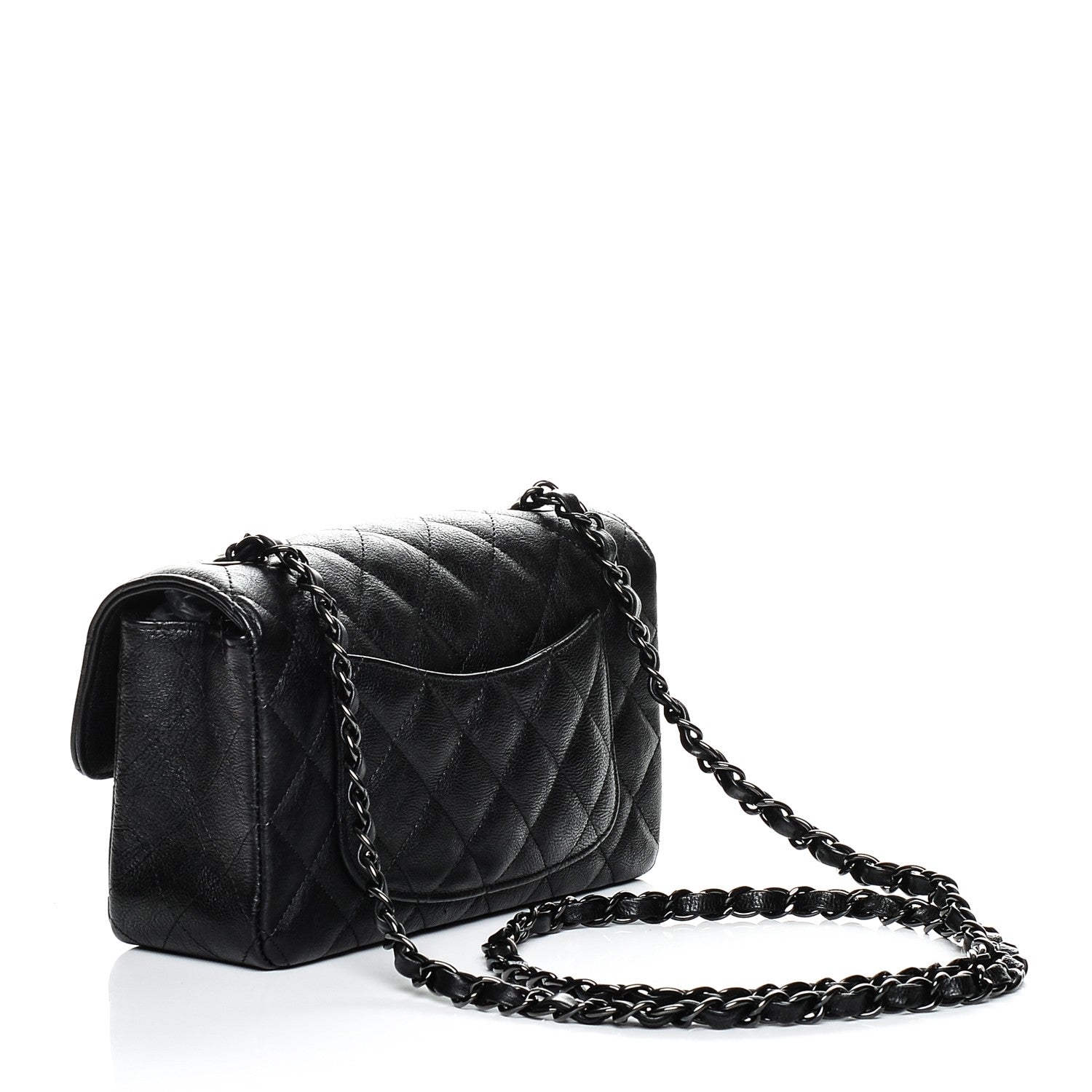 Chanel Crumpled Calfskin Quilted Mini Rectangular Flap So Black 3 of 7