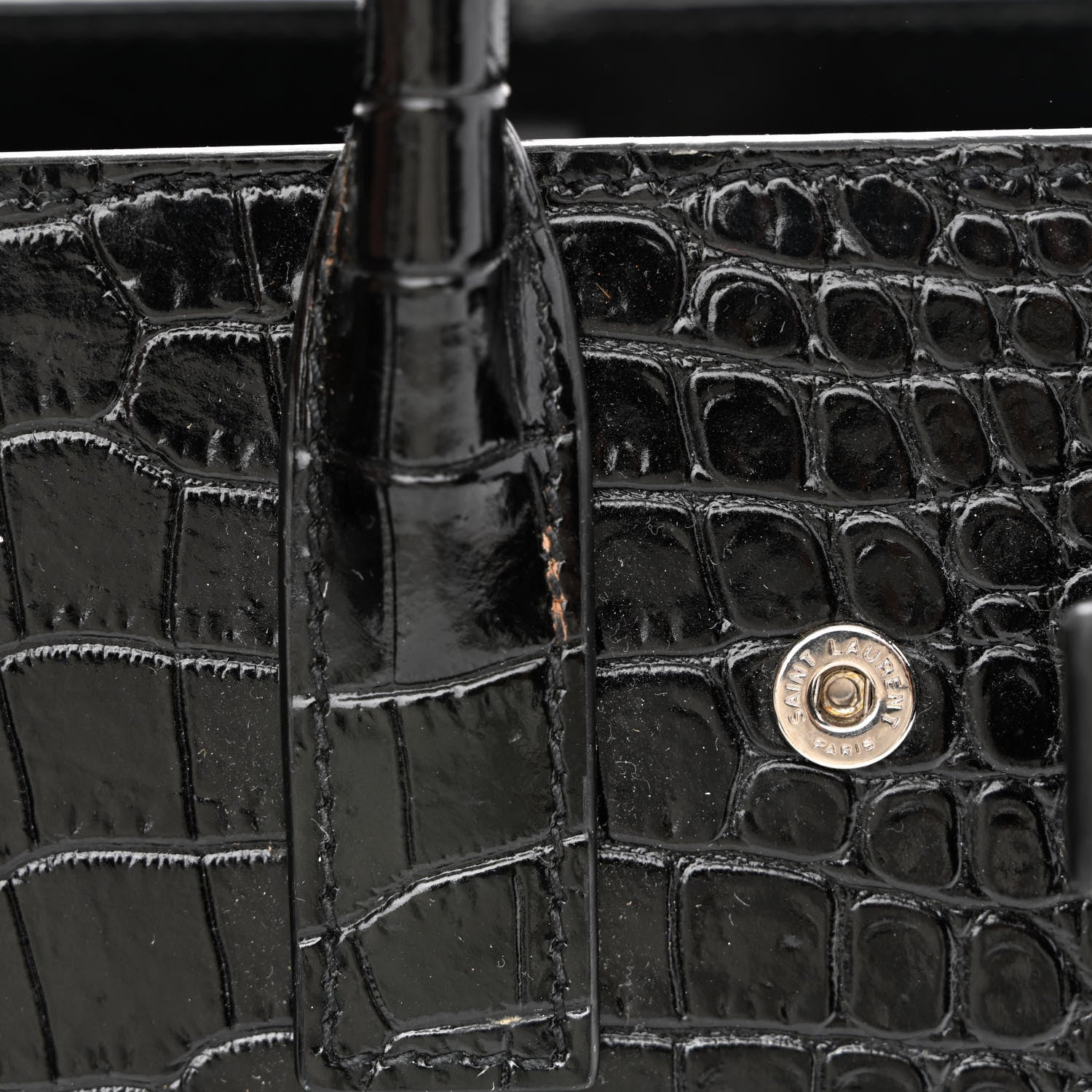 Saint Laurent Calfskin Crocodile Embossed Nano Sac De Jour Black 11 of 13