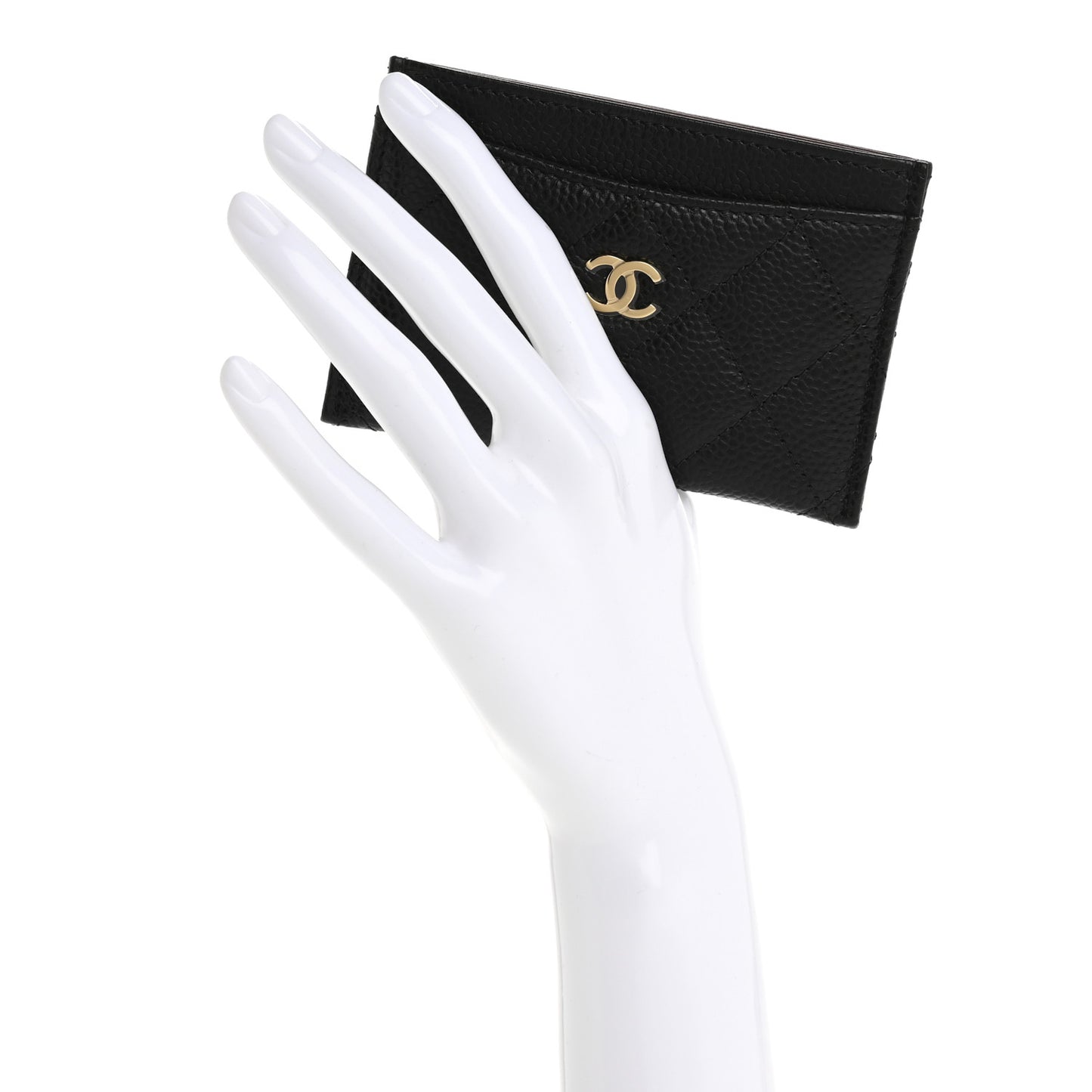 Caviar Quilted Card Holder Black