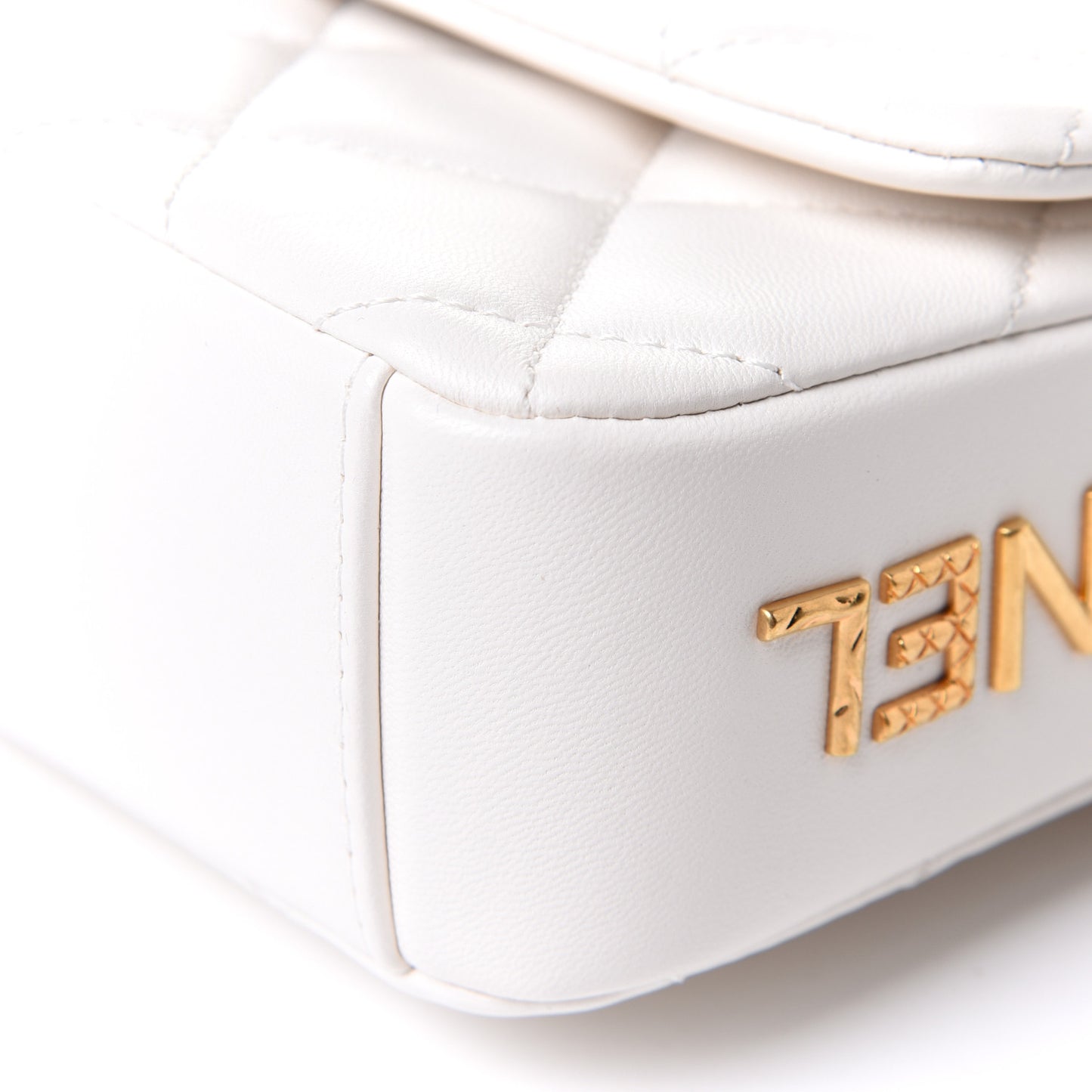 Lambskin Quilted Mini Side Note Flap White