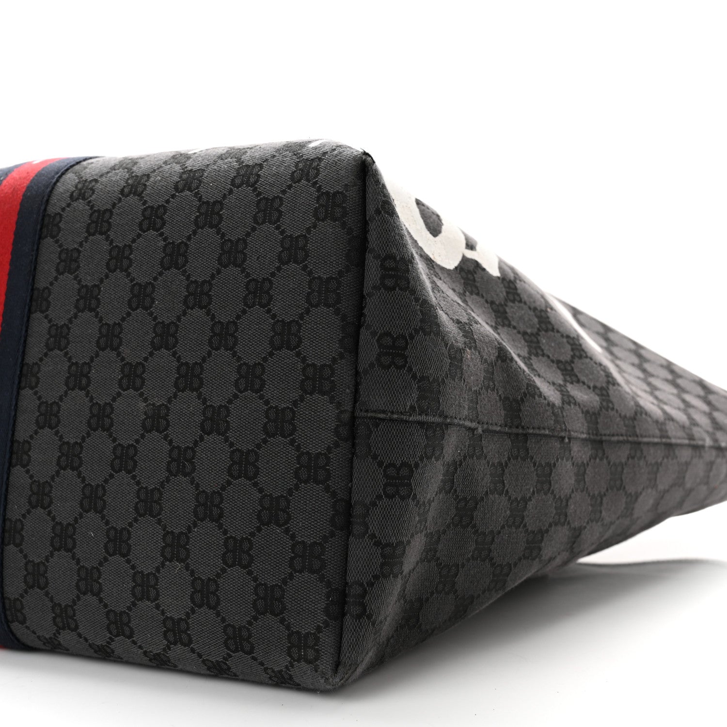 Gucci X BALENCIAGA BB Monogram Web Graffiti Large Ophidia Shopping Tote Black 10 of 11