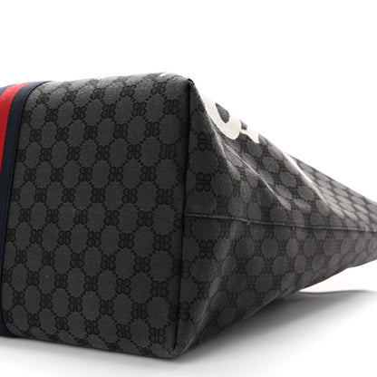Gucci X BALENCIAGA BB Monogram Web Graffiti Large Ophidia Shopping Tote Black 10 of 11