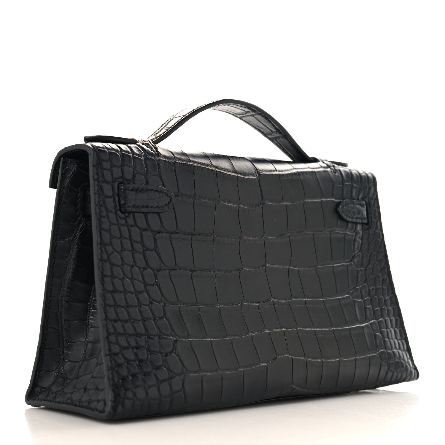 Hermes Matte Alligator Kelly Pochette Black 3 of 12
