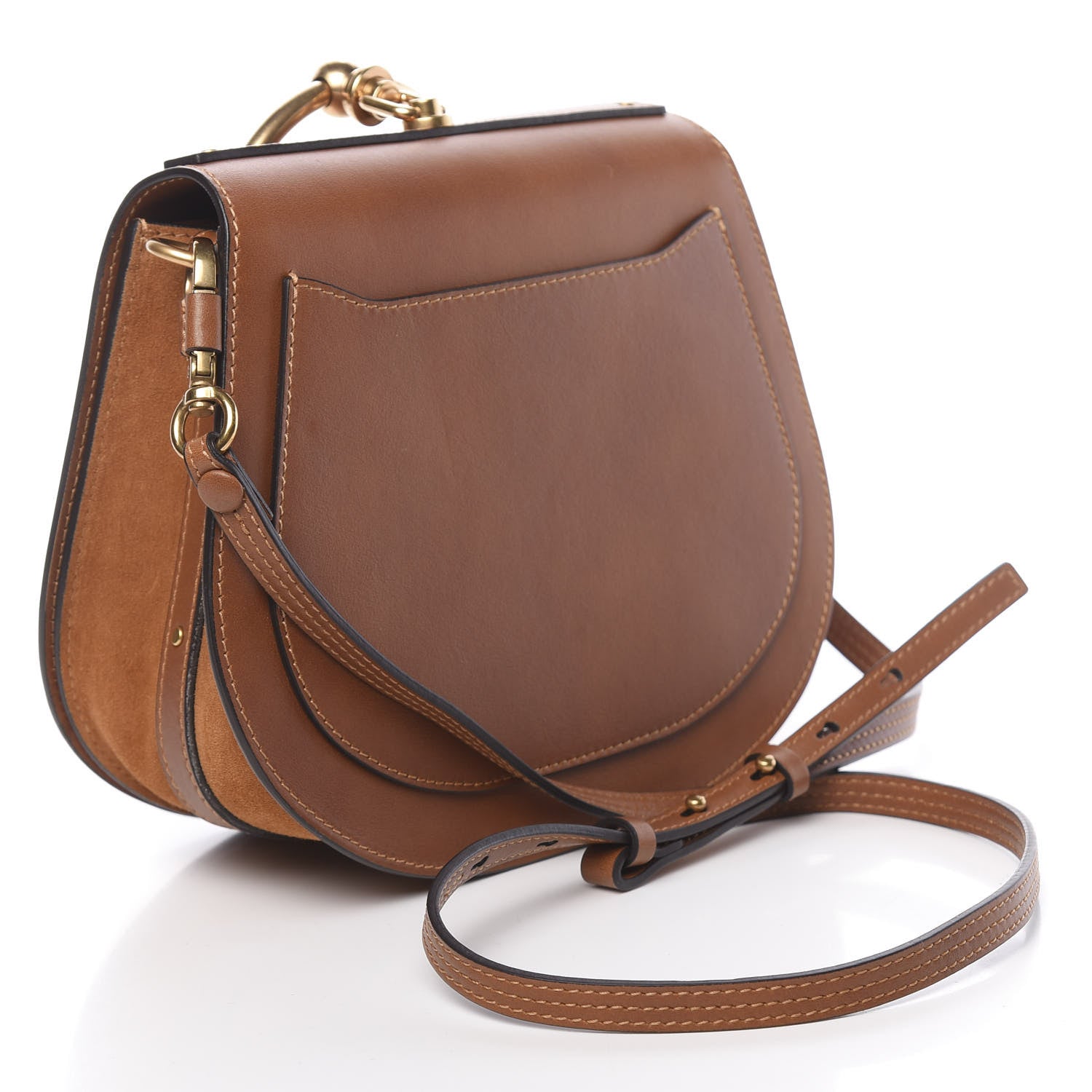 Chloe Calfskin Suede Medium Nile Bracelet Bag Caramel 3 of 9