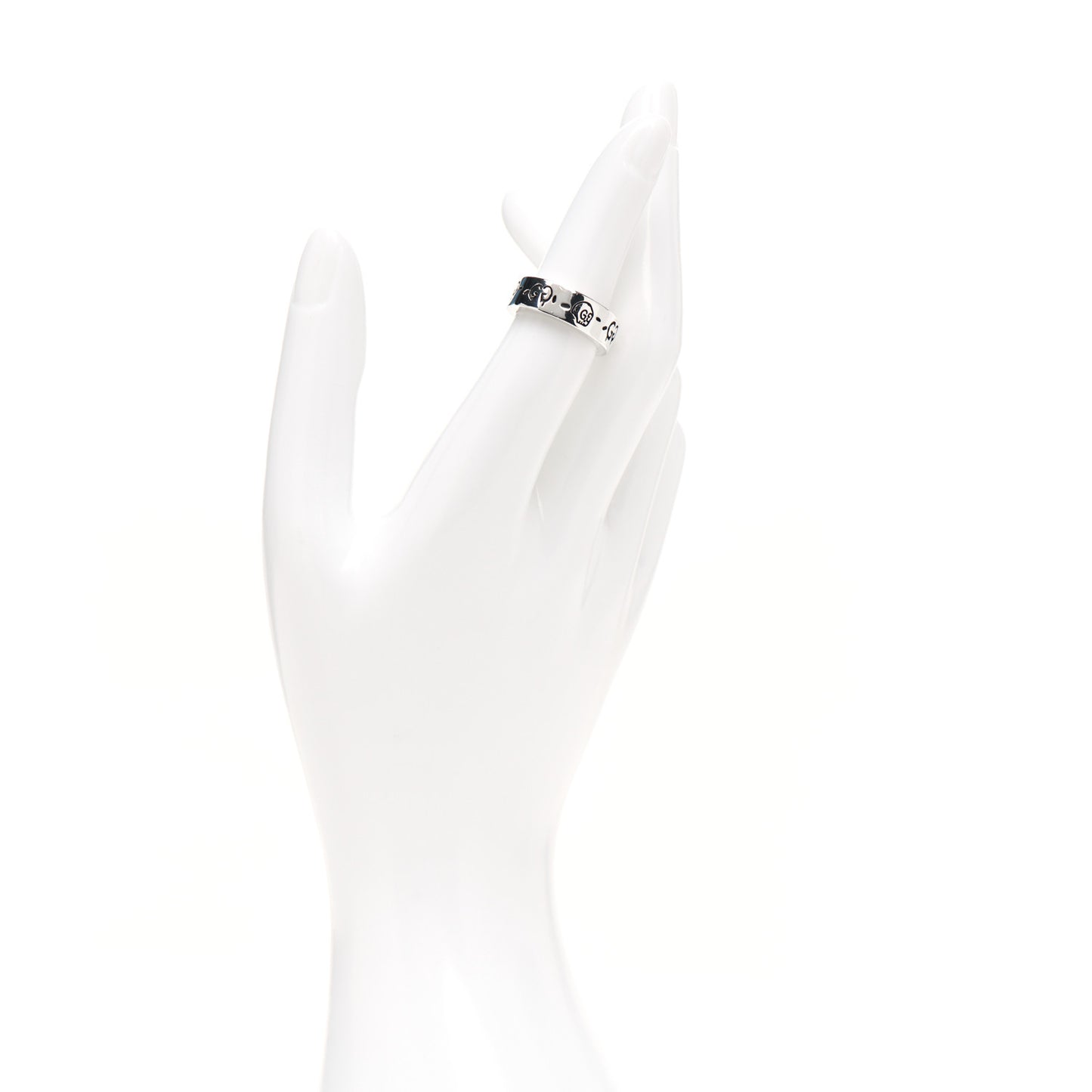 Sterling Silver Narrow GucciGhost Hamlet Skull Ring 50 5.5