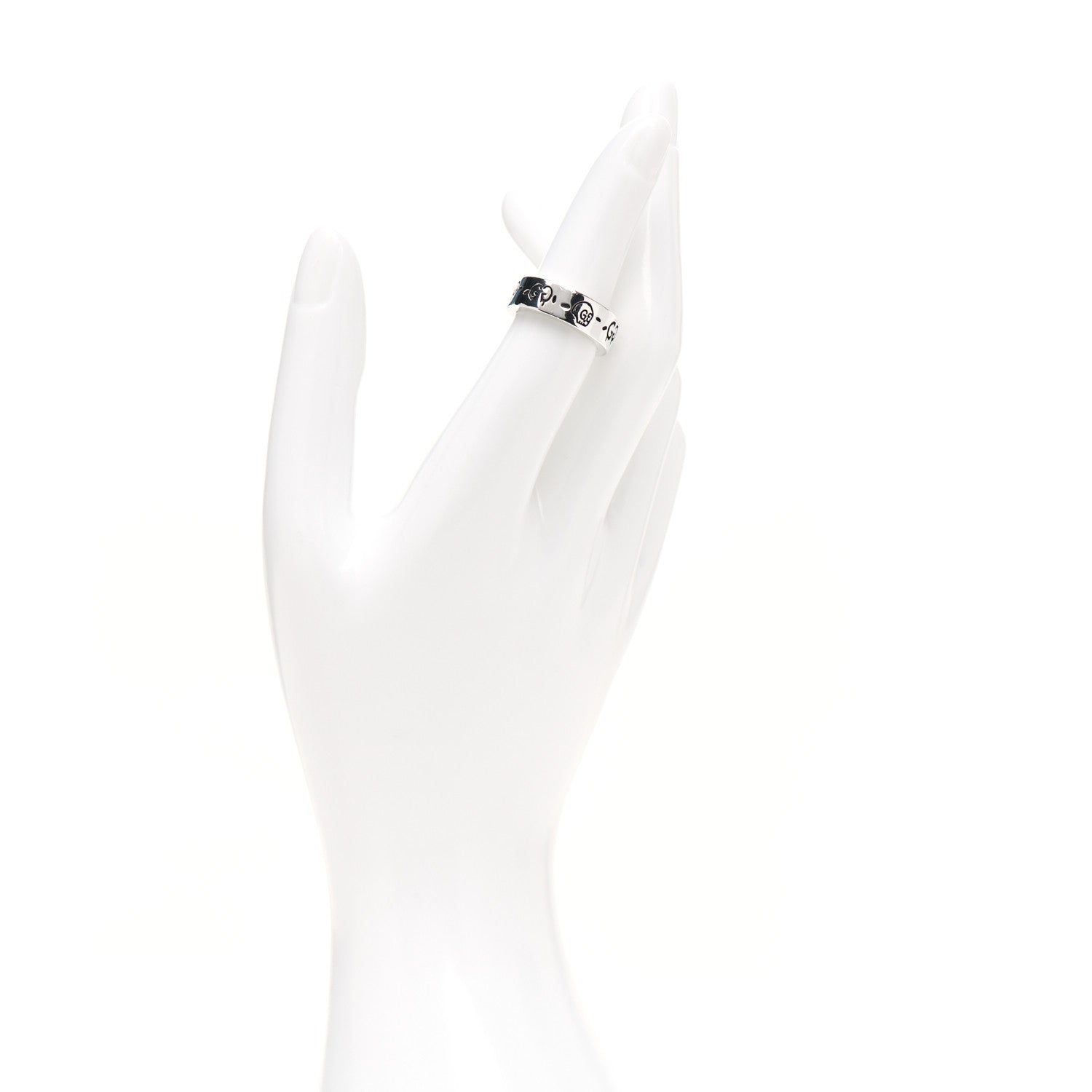 Gucci Sterling Silver Narrow GucciGhost Hamlet Skull Ring 50 5.5 2 of 6