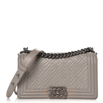Chanel Lambskin Chevron Quilted Medium Boy Flap Grey 1 of 17