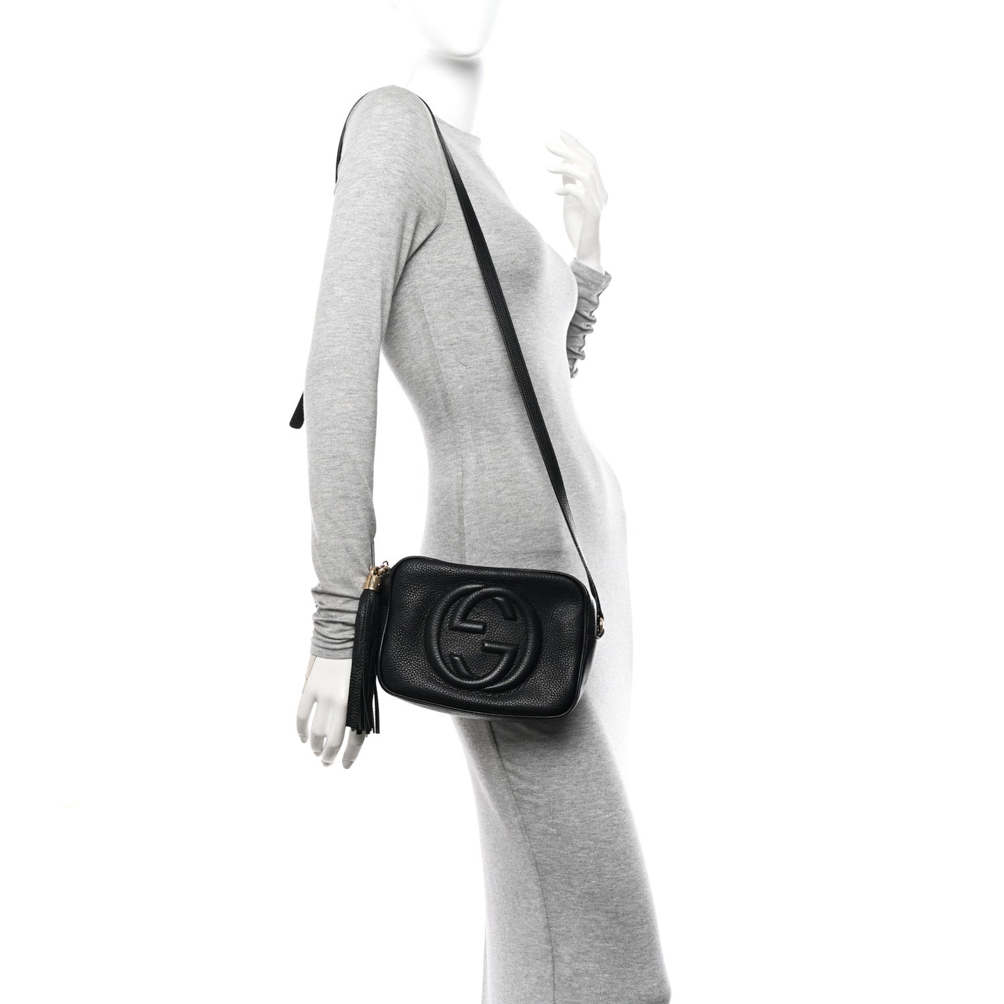 Pebbled Calfskin Small Soho Disco Bag Black